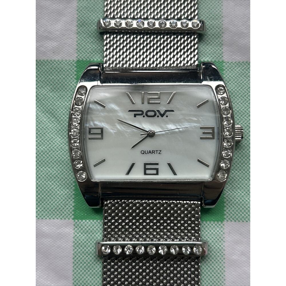 P.O.V. Point Of View Silver Tone MOP Dial Women’s Quartz Watch